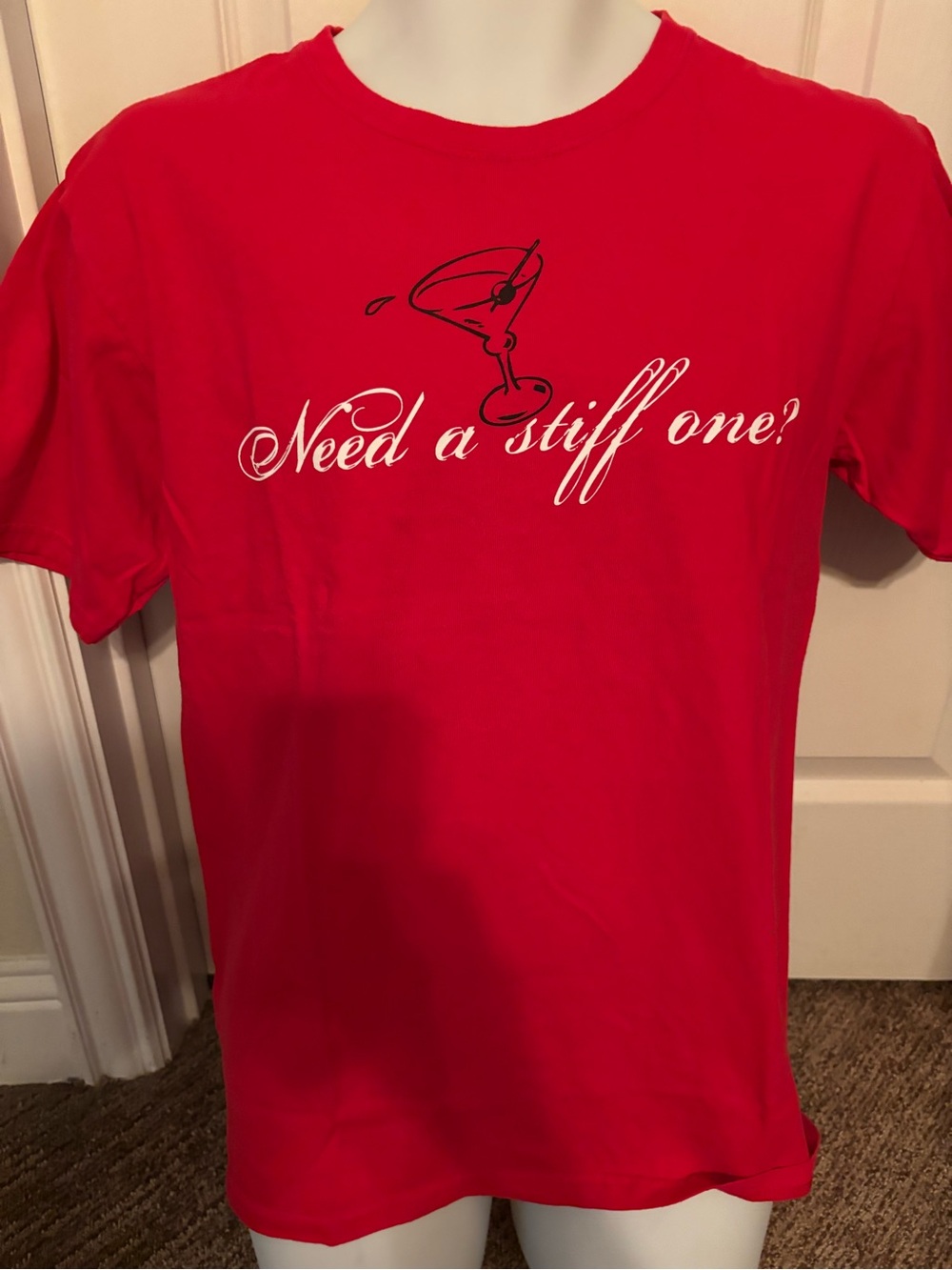 Anvil Red Short-Sleeve Graphic Tee with Martini Script